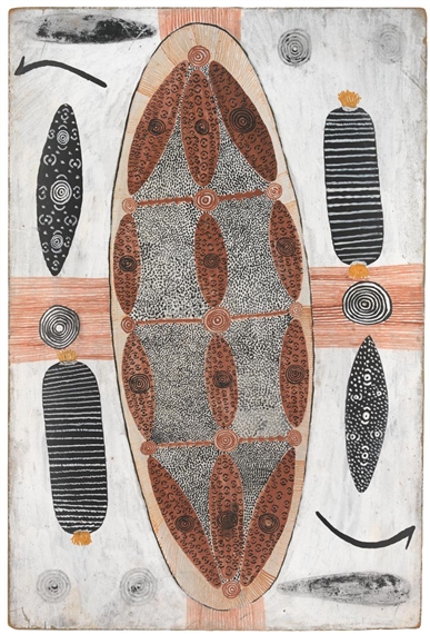 Travelling honey ant dreaming - (version 7) by Tim Leura Tjapaltjarri, 1972