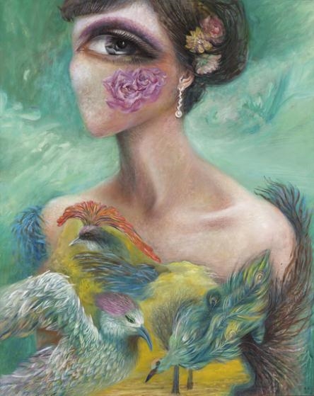 Artwork by A. Jiana, Feather Dress, Made of Oil on canvas