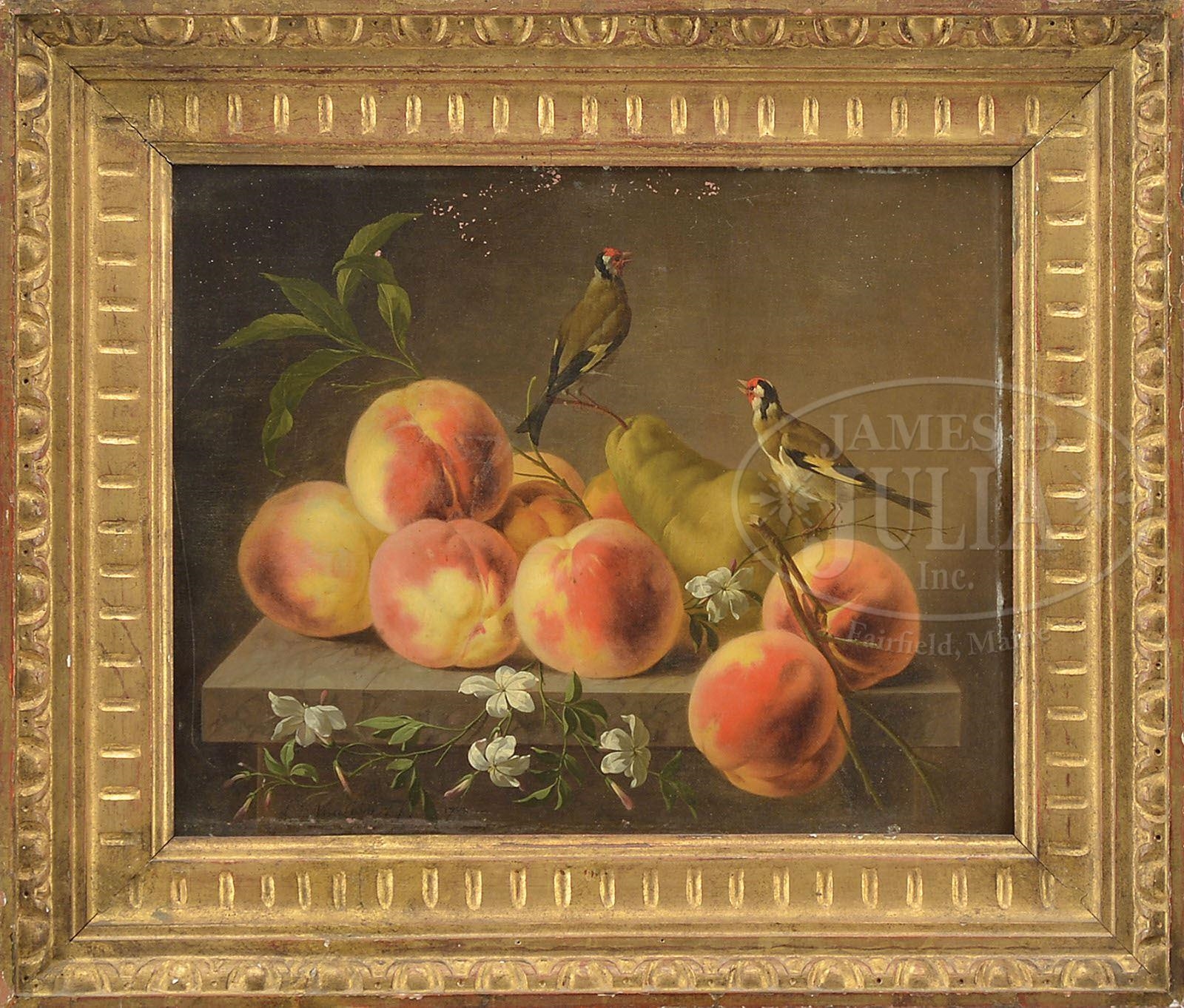 Artwork by Joseph-Laurent Malaine, STILL LIFE-PEACHES, Made of Oil on copper