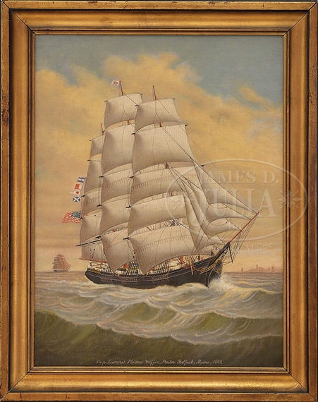 PORTRAIT OF THE THREE MAST SHIP LEONORA by Percy Sanborn