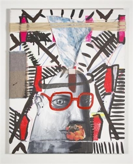 Paintings made on the assembly line featured at Klaus Von Nichtssagend