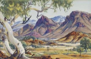 THE VALLEY, MACDONNELL RANGES, NORTHERN TERRITORY by Albert Namatjira, 1956