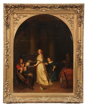 Courting Scene with Woman at Piano - P. Stockel