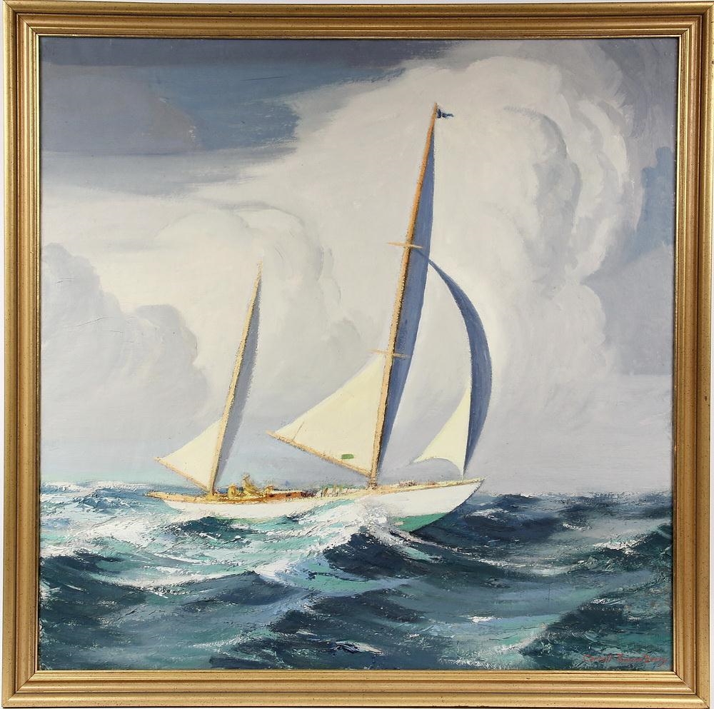 Artwork by Caroll Thayer Berry, Sailboats, Made of oil on canvas