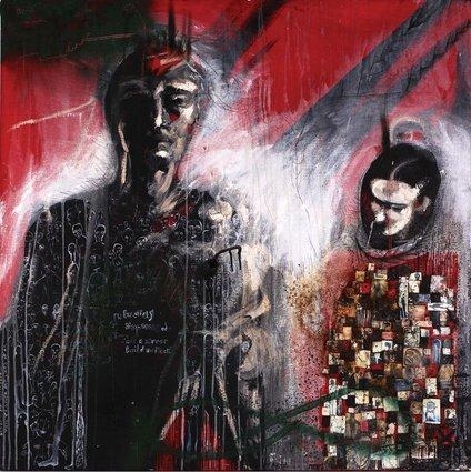 Artwork by James Robinson, A Mutual Post 5 Year Breakup Collaboration: Commemorative Syncronistic - No Abandonment 'Everything Happens for a Reason' Type Piece, Made of mixed media on Irish Linen