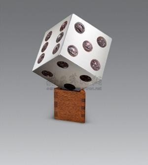 Artwork by Peng Xiaojia, Dice, Made of Stainless steel，bronze