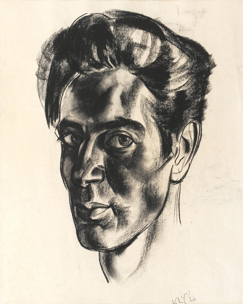 Artwork by William McCance, Self Portrait, Made of conté