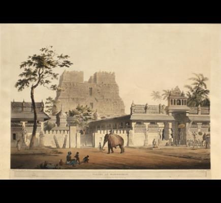 Artwork by Henry Salt, Pagoda at Ramisseram; Pagoda at Tanjore, Made of Hand-coloured aquatints