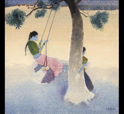Girl on a Swing by N.S. Bendre, 1989