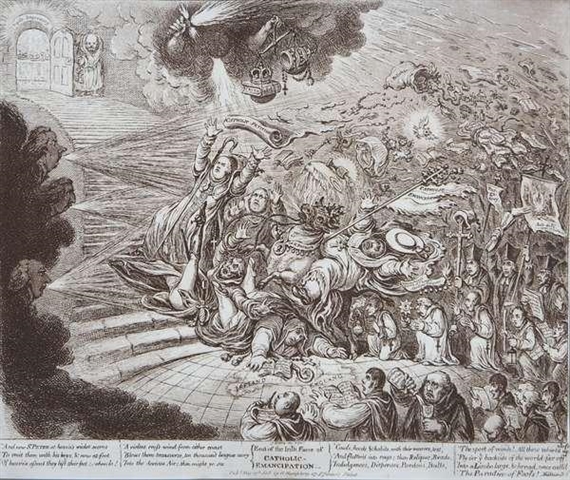 The End of the Irish Farce of Catholic Emancipation by James Gillray, 1805