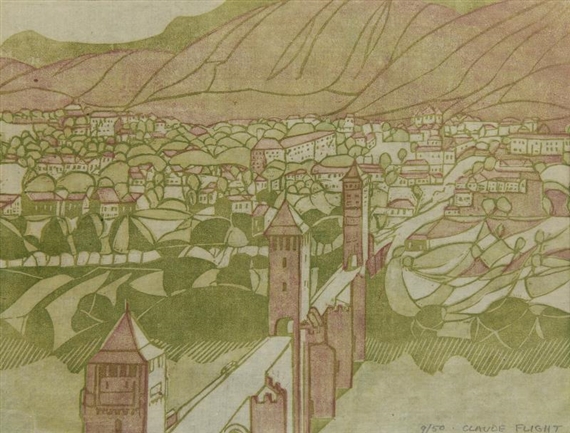 Le Pont Voluntré, Cahors, Lot by Claude Flight, 1924