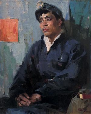 Artwork by Song Huimin, A MINER AND MAO’S WORKS, Made of oil on canvas