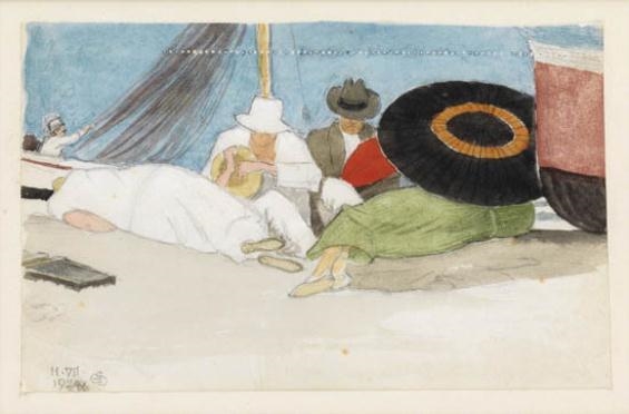 2 Works: Figures on the Beach; Sheet of Studies