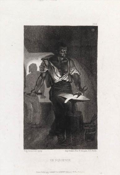Artwork by Eugène Delacroix, Un Forgeron, Made of Aquatint on cream laid paper