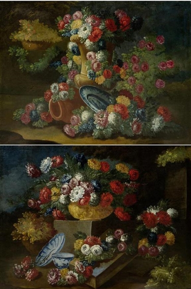 2 works: Bouquets of flowers by Gasparo Lopez