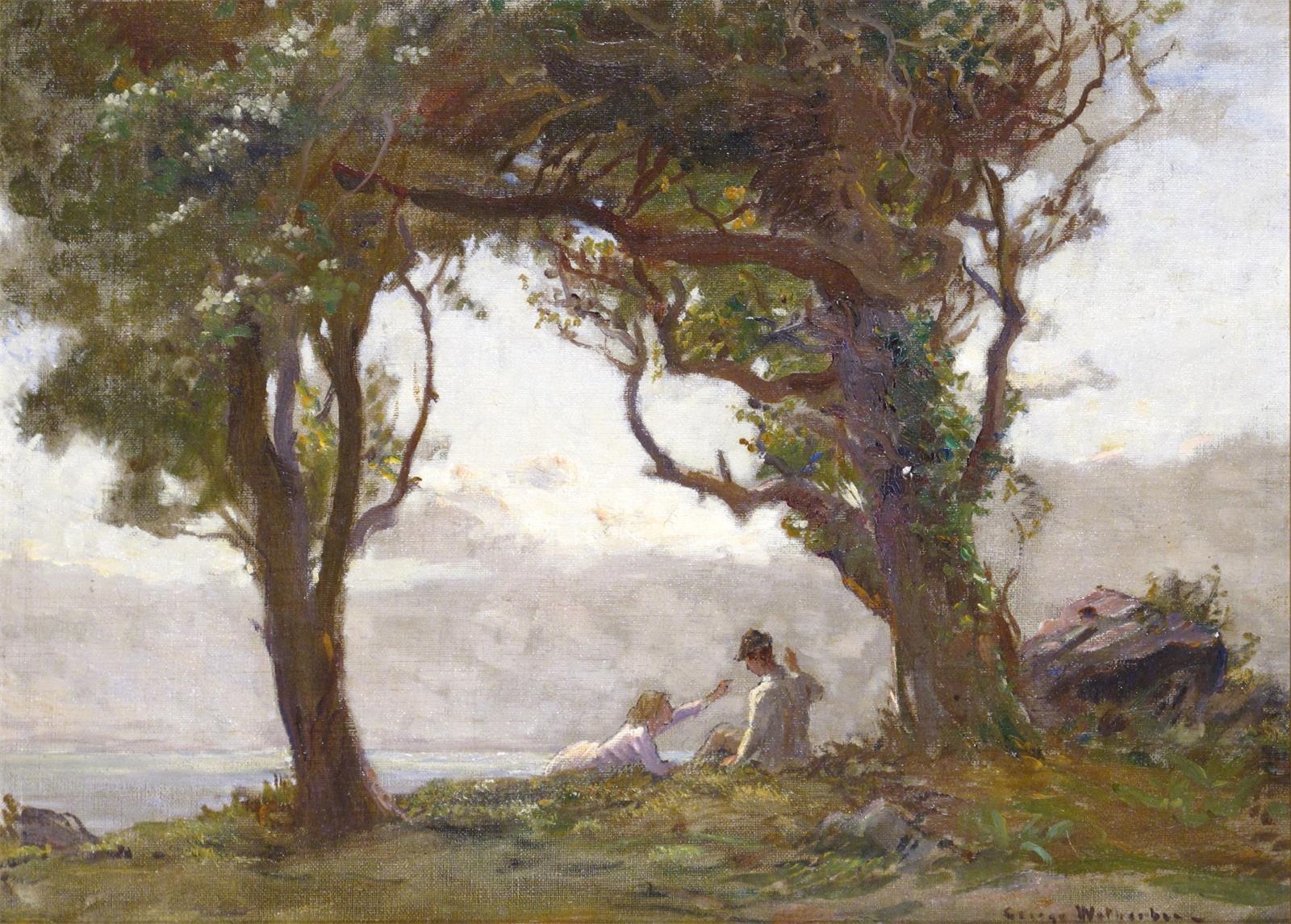 George Faulkner Wetherbee | Figures under a tree; Trees at dusk | MutualArt