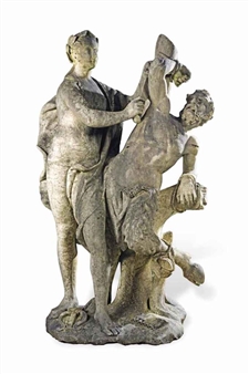 A Carved Marble Group of Apollo Flaying Marsyas - Antonio Bonazza