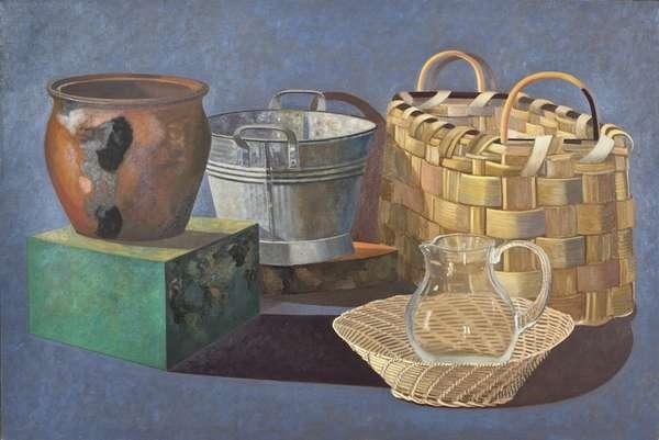 Artwork by Stephen McKenna, Basket and Vessels, Made of Oil on canvas