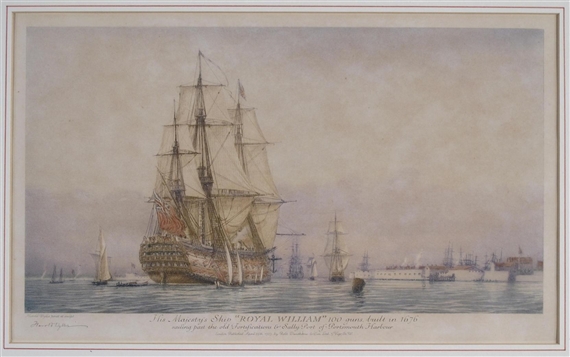 6works; Royal George; Royal William, Portsmouth; Royal Sovereign; Mary Rose; London; The Glorious First of June by Harold Wyllie, 1926
