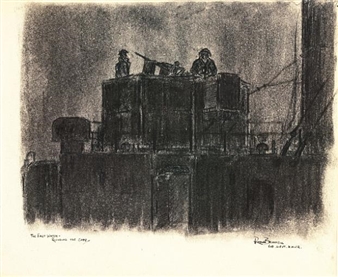 World War II Sketches in North Africa, Torbuk and Cape Town, of Shipping, Docks and Buildings - Ronald Brimmell