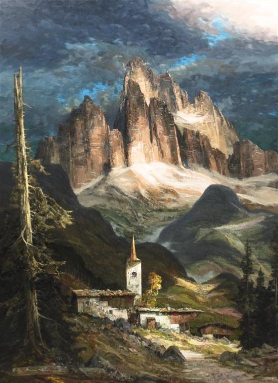 Artwork by Heinz Munnich, Mountain Scene, Made of oil on canvas
