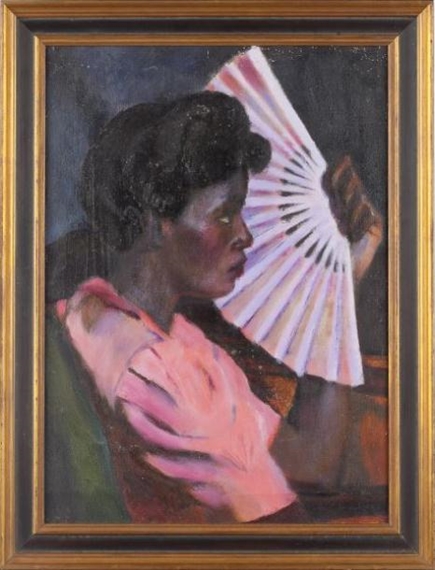 Woman with Fan by Julien Binford, circa 1940