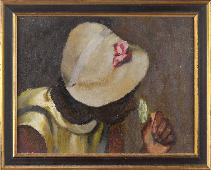 Artwork by Julien Binford, Woman with Flower, Made of oil on canvas