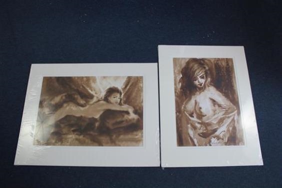 Two works: Female nudes by Sabir Mehtiyer