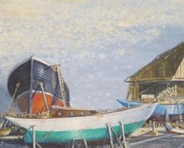 Boatyard at Buckie Scotland - Arthur Henry Turner