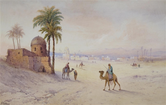Camels in the desert by Edwin St. John