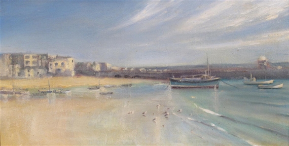 Fishing boats by a pier by Paul S. Gribble