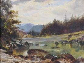 Artwork by R. Gribban, A River Landscape, Made of Oil on panel