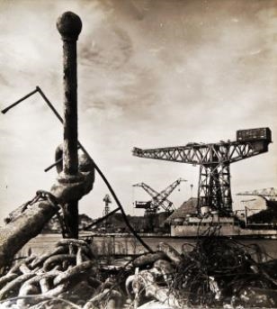 3 Works: Industrial Harbour scenes, purportedly China by Arthur Rickerby, circa 1940s