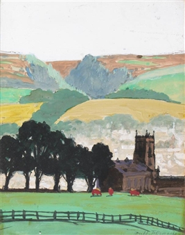A church in a landscape - Duff Tollemache