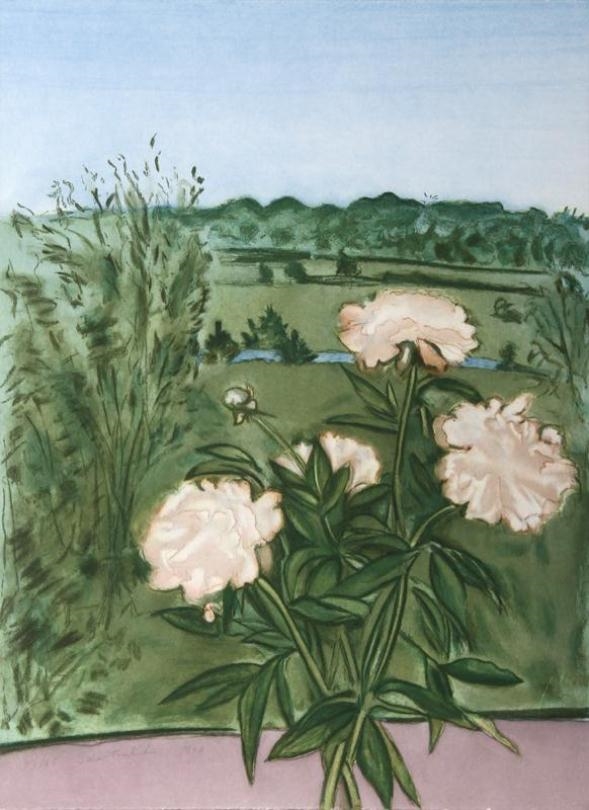 Artwork by Jane Freilicher, Peonies Color, Made of Etching with aquatint