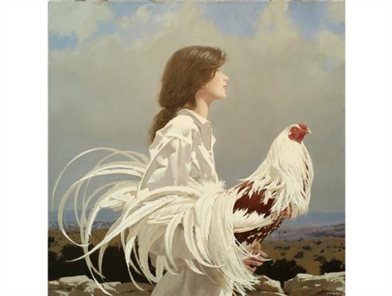 Young Woman with Yokohama Cockerel II by Neil Rodger, 2013