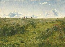 Fields with Vejby Church in the background seen from the north by Peter Christian Thamsen Skovgaard, 1843
