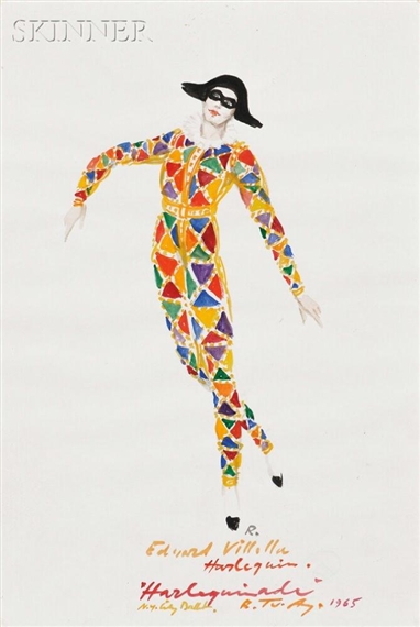 Costume Design for Edward Villella in Harlequinade by Rouben Ter-Arutunian, 1965