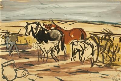 Artwork by Vojtěch Sedláček, Picking Potatoes, Made of tempera on paper