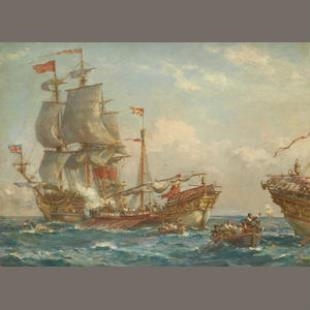 A naval skirmish by Bernard Finegan Gribble