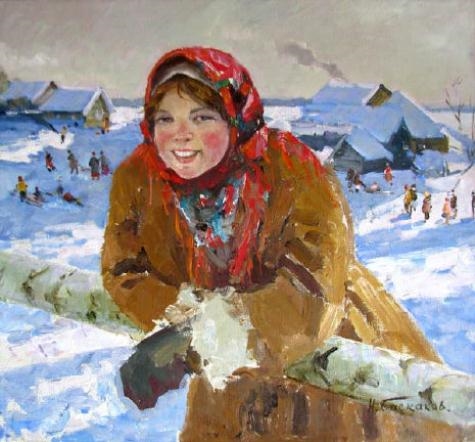 Near the fence by Nikolai Nikolaevich Baskakov