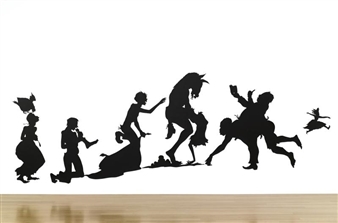 KKK: 'THE PRESCRIPT OF THE ORDER OF THE INVISIBLE EMPIRE - ITS PECULIAR OBJECTS' LISTED UNDER MOONLIT SKIES BY THE GRAND CYCLOPS AMID HIS HOODED HENCHMEN...A NEGRESS, DEEP IN THE WOODS BEYOND, OVERHEARS - Kara Walker