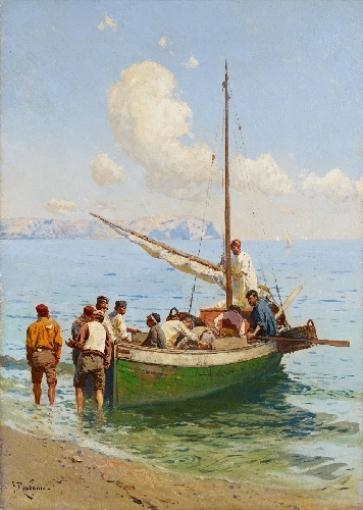 Artwork by Frants Alekseevich Rubo, FISHERMEN ON THE BLACK SEA, Made of Oil on canvas