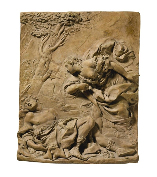 RELIEF WITH PYRAMUS AND THISBE by Italian School, 18th Century