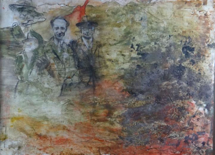 Ivor Davies Welsh political figures in a landscape (2001) MutualArt