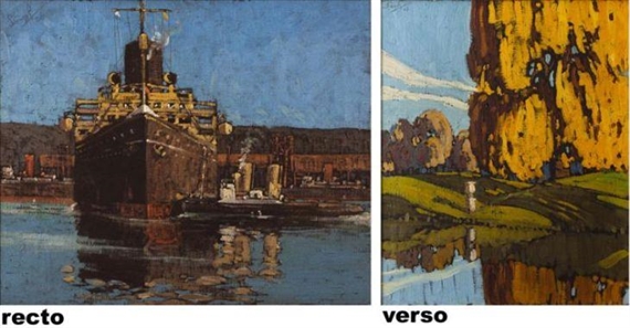 2 works:MAIL SHIP IN DURBAN HARBOUR; AU LAC ST. JAMES, BOIS DE BOULOGNE, PARIS by Clément Sénèque, 1926