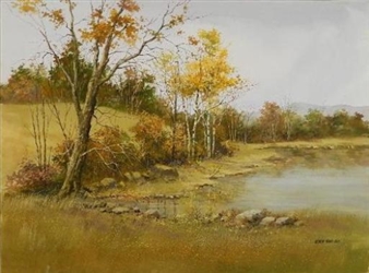 Birch Trees on Shoreline - Fred Leach