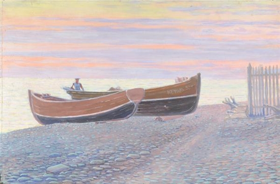 Fishing Boats on a Beach - Yuri Aleksandrovich Merkulov