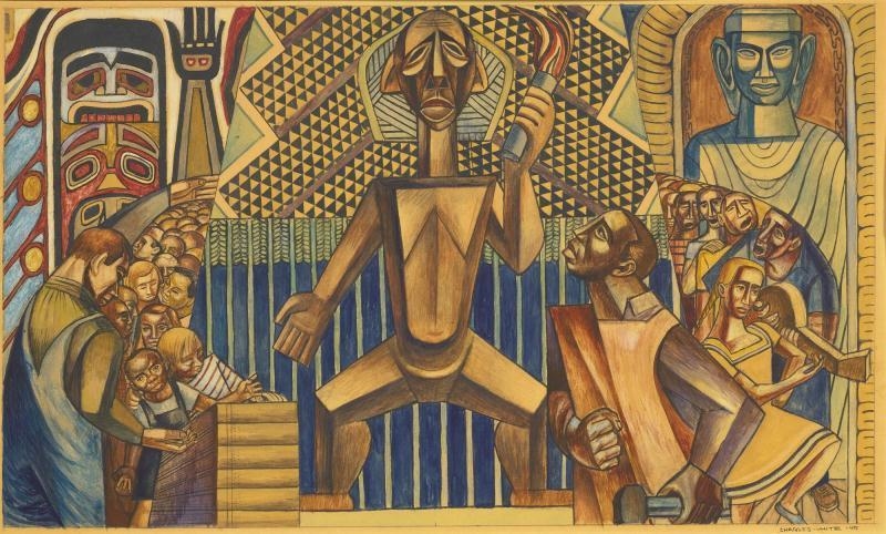 Artwork by Charles White, Totem, Made of Gouache and pencil on paper