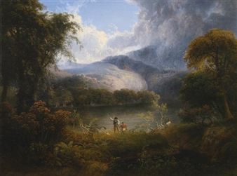 Hunters with a Dog in a Landscape - Thomas Doughty